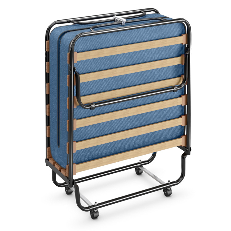 Portable Folding Bed with Foam Mattress and Sturdy Metal Frame Made in Italy-NavyCostway Gallery View 9 of 13
