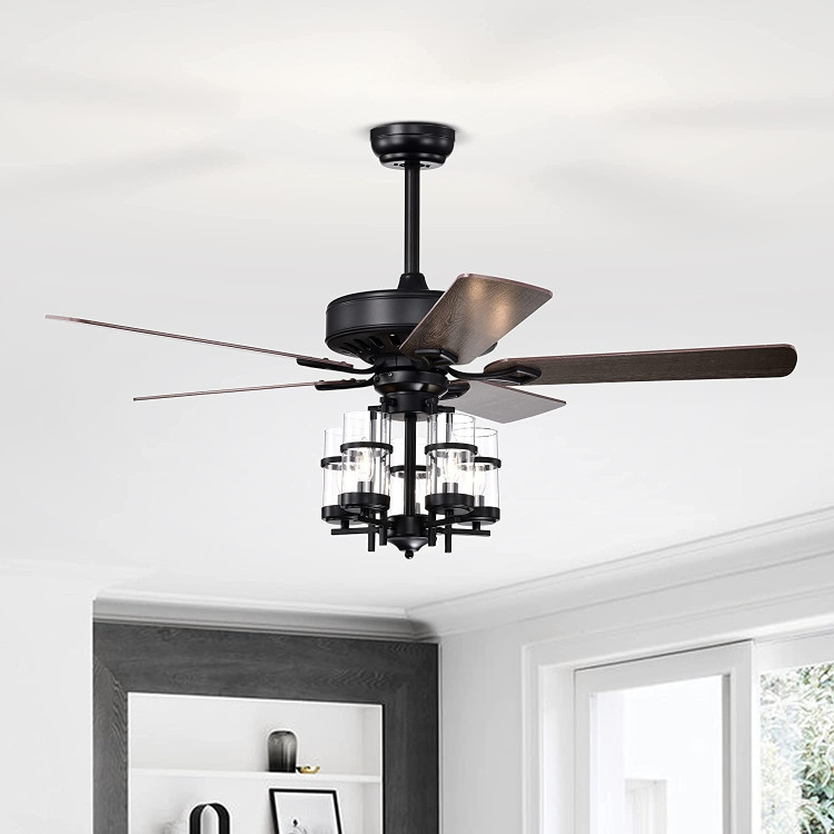 50 Inch Noiseless Ceiling Fan Light with Explosion-proof Glass Lampshades-BlackCostway Gallery View 2 of 11
