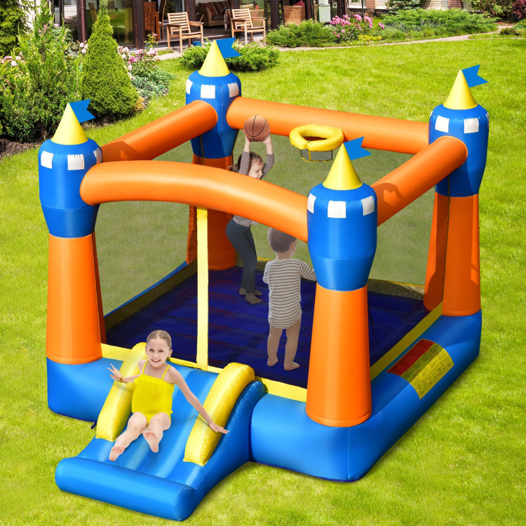 Kids Inflatable Bounce House Magic Castle with Large Jumping Area without BlowerCostway Gallery View 1 of 7