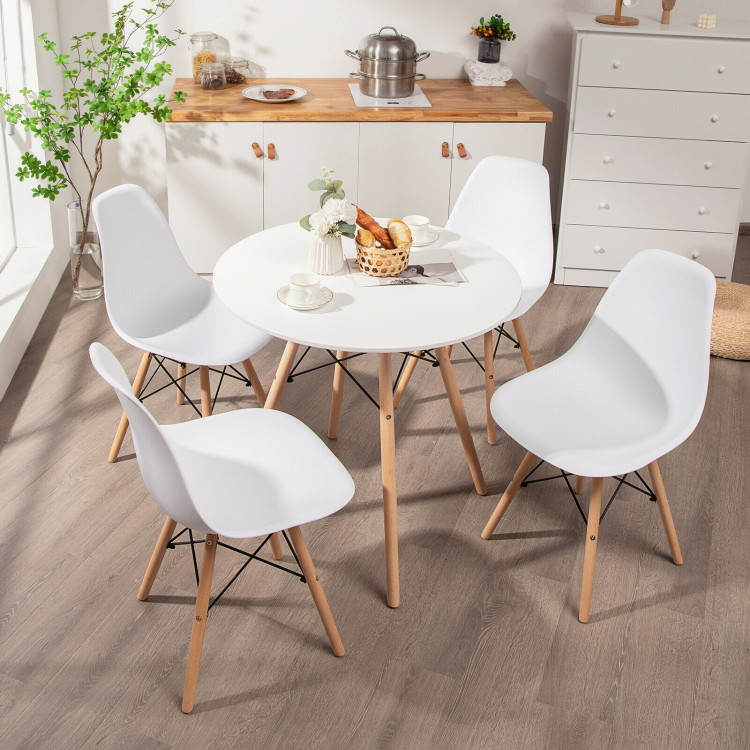 5 Pieces Table Set With Solid Wood Leg For Dining Room-WhiteCostway Gallery View 1 of 11
