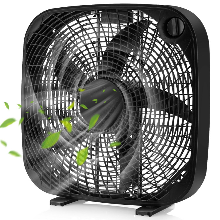 20 Inch Box Portable Floor Fan with 3 Speed Settings and Knob Control-BlackCostway Gallery View 1 of 10