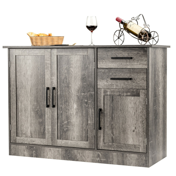 Buffet Storage Cabinet  Kitchen Sideboard with 2 Drawers-GrayCostway Gallery View 4 of 13