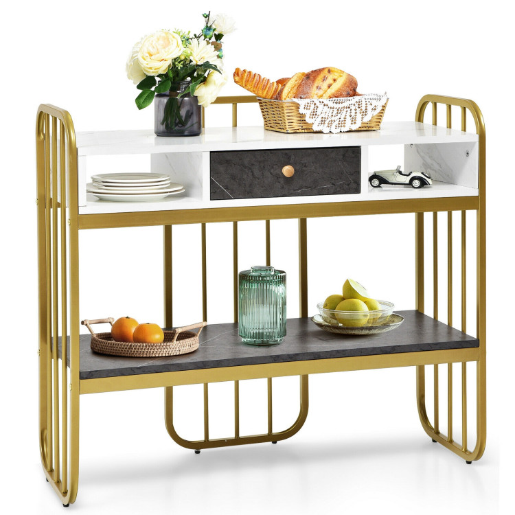 Console Table with Drawer Storage Shelf Wide Tabletop-WhiteCostway Gallery View 10 of 11