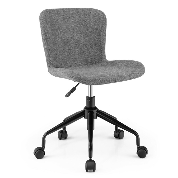 Mid Back Armless Office Chair Adjustable Swivel Linen Task Chair-GrayCostway Gallery View 1 of 10