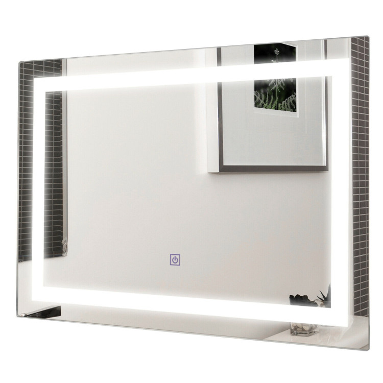 27.5 Inch LED Wall-Mounted Rect Bathroom Mirror with TouchCostway Gallery View 10 of 13