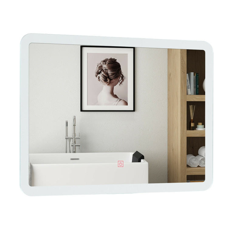 LED Wall-mounted Bathroom Rounded Arc Corner Mirror with TouchCostway Gallery View 3 of 11