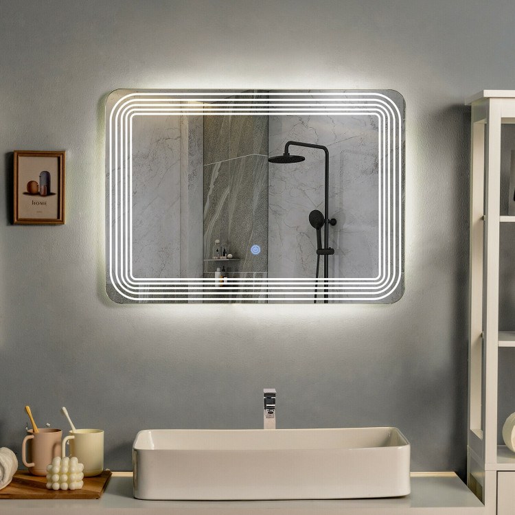 LED Bathroom Vanity Wall-Mount Mirror with Touch ButtonCostway Gallery View 7 of 12