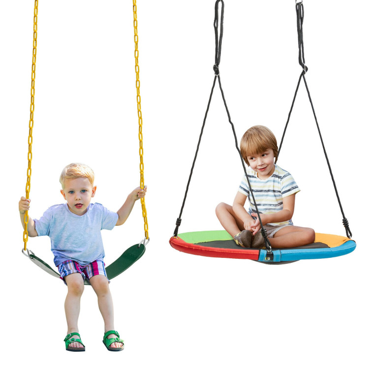 2-Pack Swing Set Swing Seat Replacement and Saucer Tree SwingCostway Gallery View 3 of 10