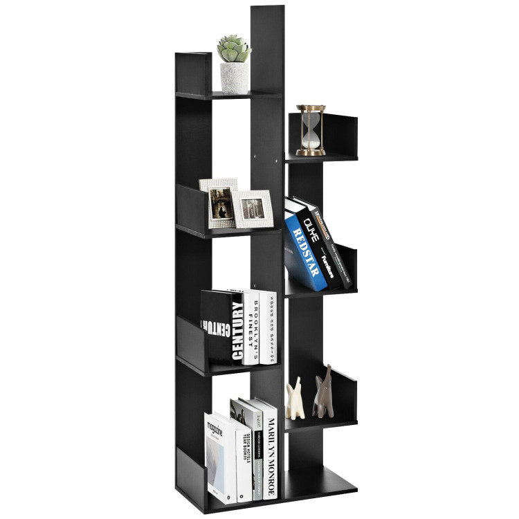 8-Tier Bookshelf Bookcase with 8 Open Compartments Space-Saving Storage Rack -BlackCostway Gallery View 3 of 12