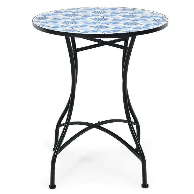 28.5 Inch Patio Mosaic Bistro Round Table with Blue Floral PatternCostway Gallery View 1 of 9