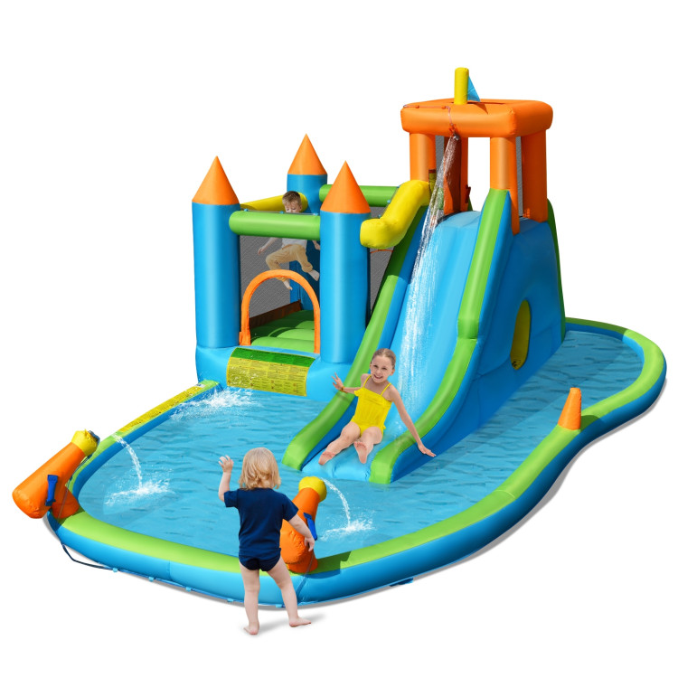 Inflatable Water Slide with Bounce House and Splash Pool without Blower for KidsCostway Gallery View 3 of 8