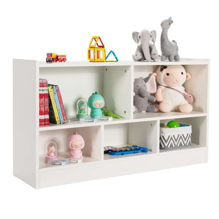 Kids 2-Shelf Bookcase 5-Cube Wood Toy Storage Cabinet Organizer-WhiteCostway Gallery View 4 of 10