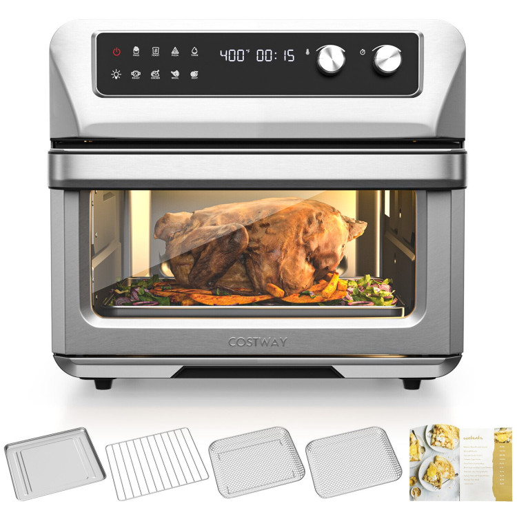 8-in-1  Convection Air Fryer Toaster Oven with 5 Accessories and Recipe-SilverCostway Gallery View 8 of 12