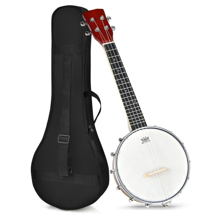 24 Inch Sonart 4-String Banjo Ukulele with Remo Drumhead and Gig BagCostway Gallery View 1 of 10