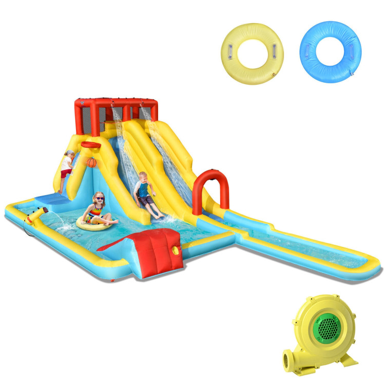 Inflatable Dual Slide Water Park Climbing Bouncer with 735W Air BlowerCostway Gallery View 4 of 12