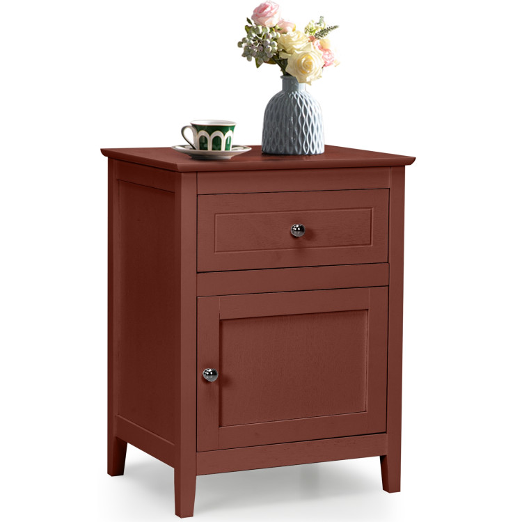 2-Tier Accent Table with Spacious Tabletop-CherryCostway Gallery View 3 of 10
