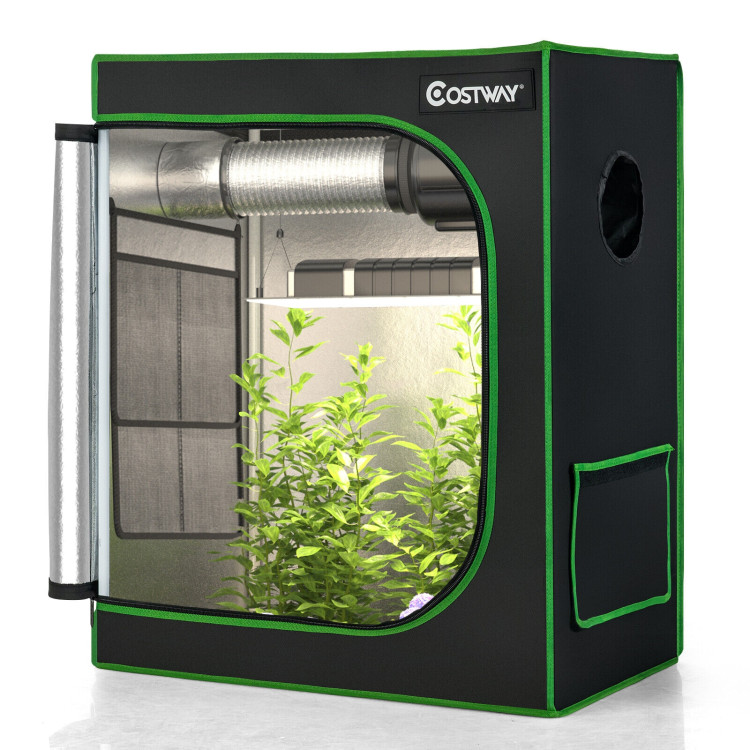 30 × 18 × 36 Inch Mylar Hydroponic Grow Tent with Observation Window and Floor Tray-BlackCostway Gallery View 8 of 10