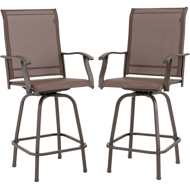 2 Pieces Patio 360 Rotation Swivel Bar Stool Set-BrownCostway Gallery View 1 of 10