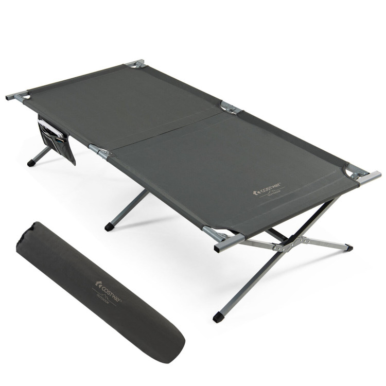 Extra Wide Folding Camping Bed with Carry Bag and Storage Bag-GrayCostway Gallery View 8 of 12
