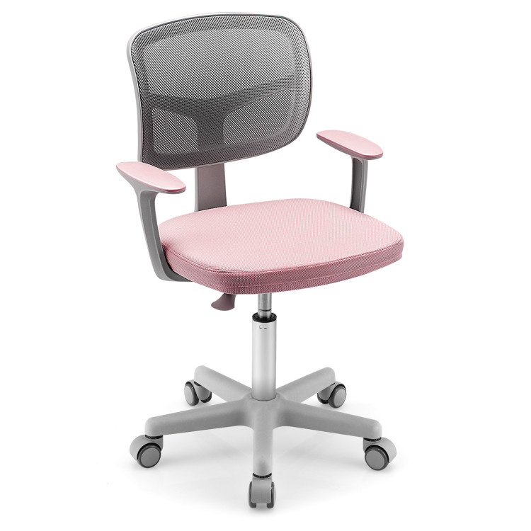 Adjustable Desk Chair with Auto Brake Casters for Kids-PinkCostway Gallery View 1 of 10