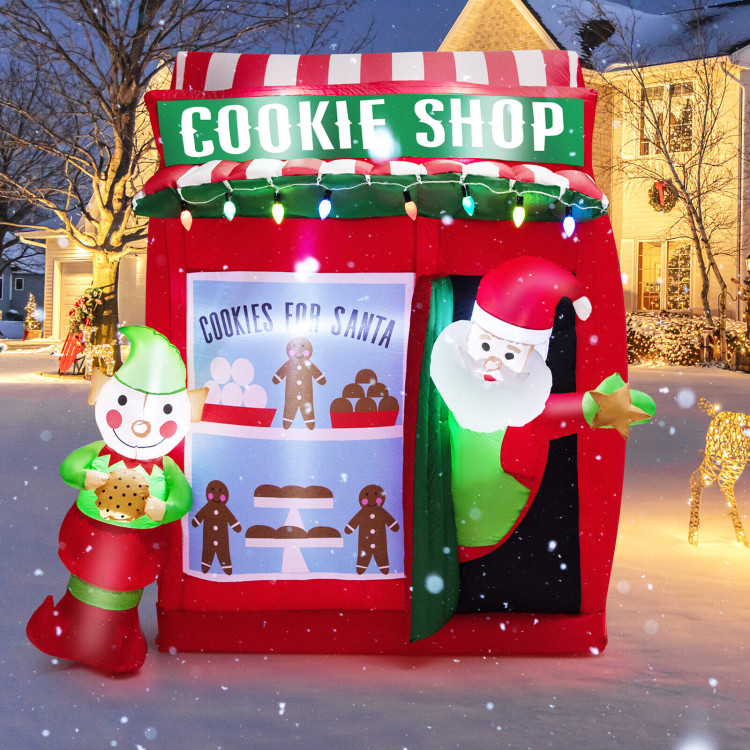 6.3 Feet Inflatable Gingerbread Cookie Shop with Santa ClausCostway Gallery View 6 of 10