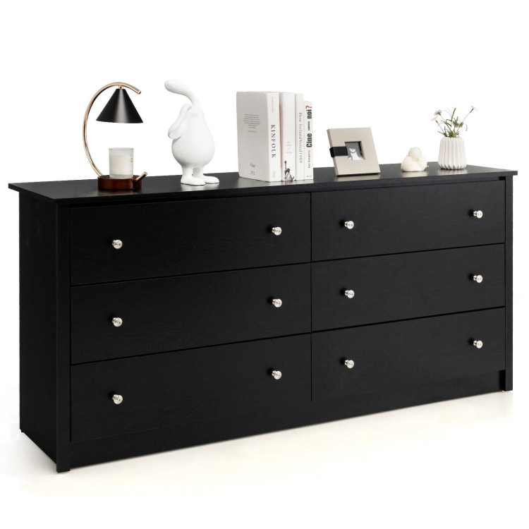 Freestanding 6-Drawer Dresser with Mental Knobs for BedroomCostway Gallery View 8 of 10