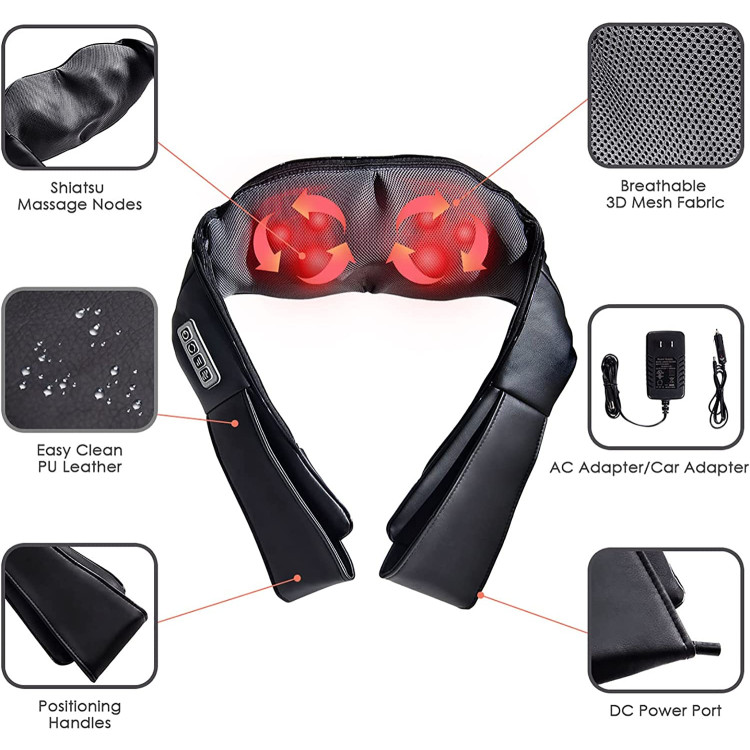 Electric Back and Neck Kneading Shoulder Massager with Heat StrapsCostway Gallery View 6 of 10