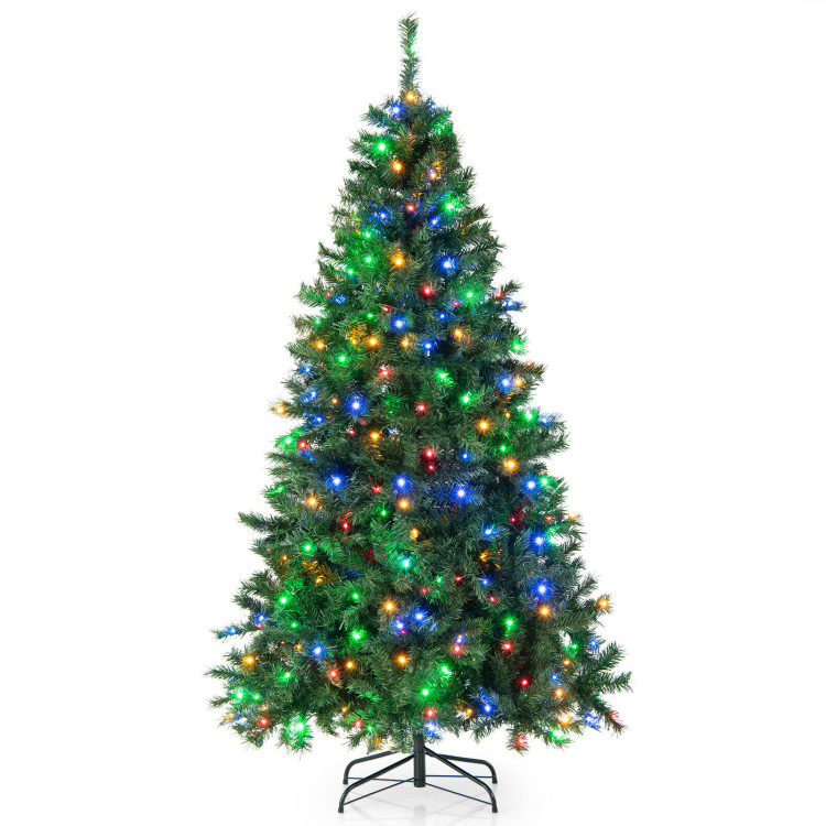 7 Feet Pre-Lit Hinged Christmas Tree with 350 Multi-Color LightsCostway Gallery View 3 of 11