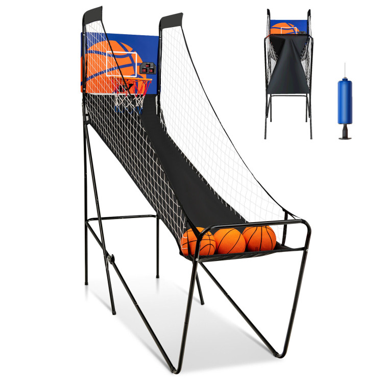 Foldable Single Shot Basketball Arcade Game with Electronic Scorer and BasketballsCostway Gallery View 3 of 12