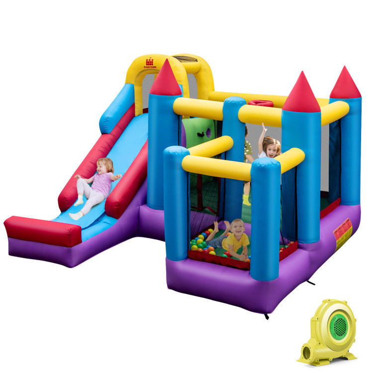 5-in-1 Inflatable Bounce House with 735W BlowerCostway Gallery View 4 of 12