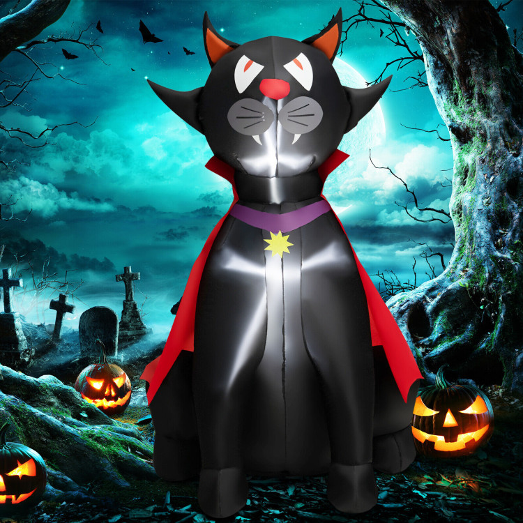 4.7 Feet Halloween Inflatable Vampire Cat with Red CloakCostway Gallery View 8 of 10