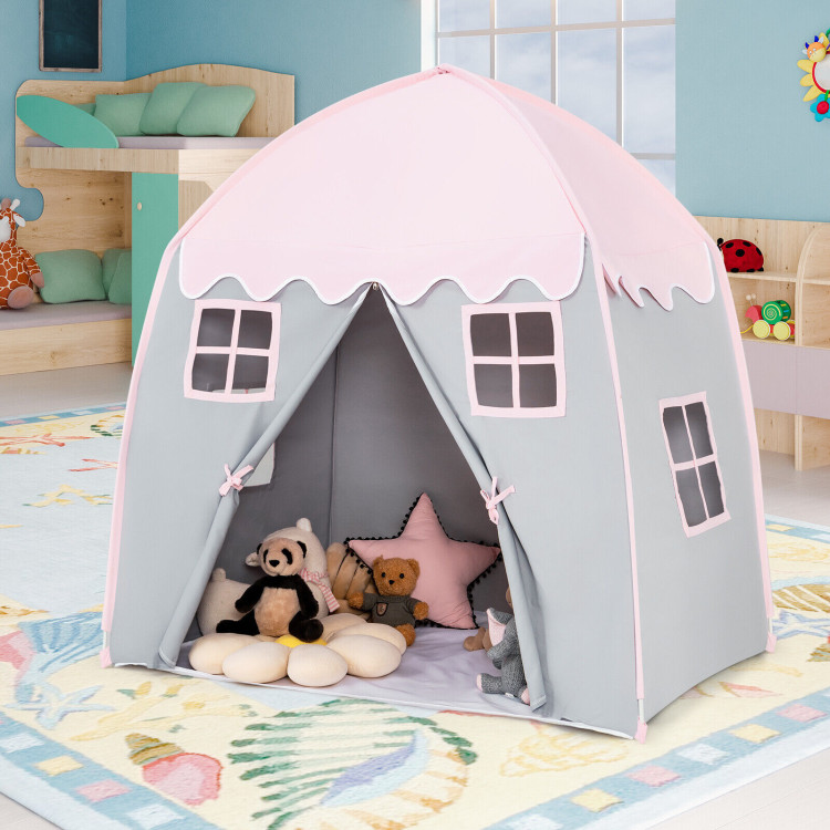 Portable Indoor Kids Play Castle Tent-PinkCostway Gallery View 1 of 11