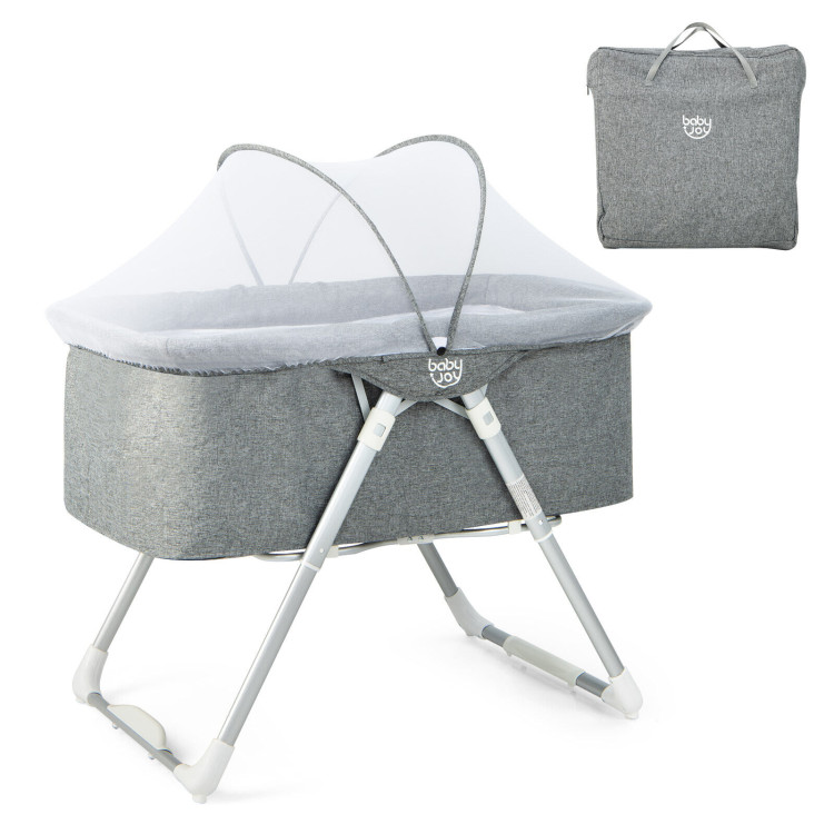2-In-1 Baby Bassinet with Mattress and Net-GrayCostway Gallery View 4 of 11