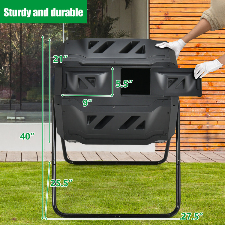 43 Gallon Composting Tumbler Compost Bin with Dual Rotating ChamberCostway Gallery View 4 of 11