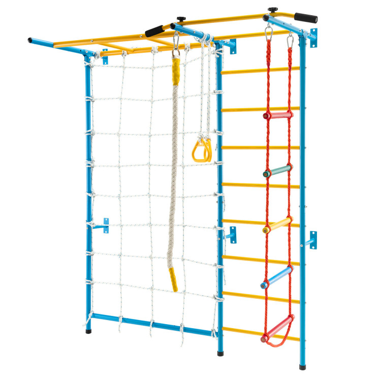 7 In 1 Kids Indoor Gym Playground Swedish Wall Ladder-YellowCostway Gallery View 3 of 11