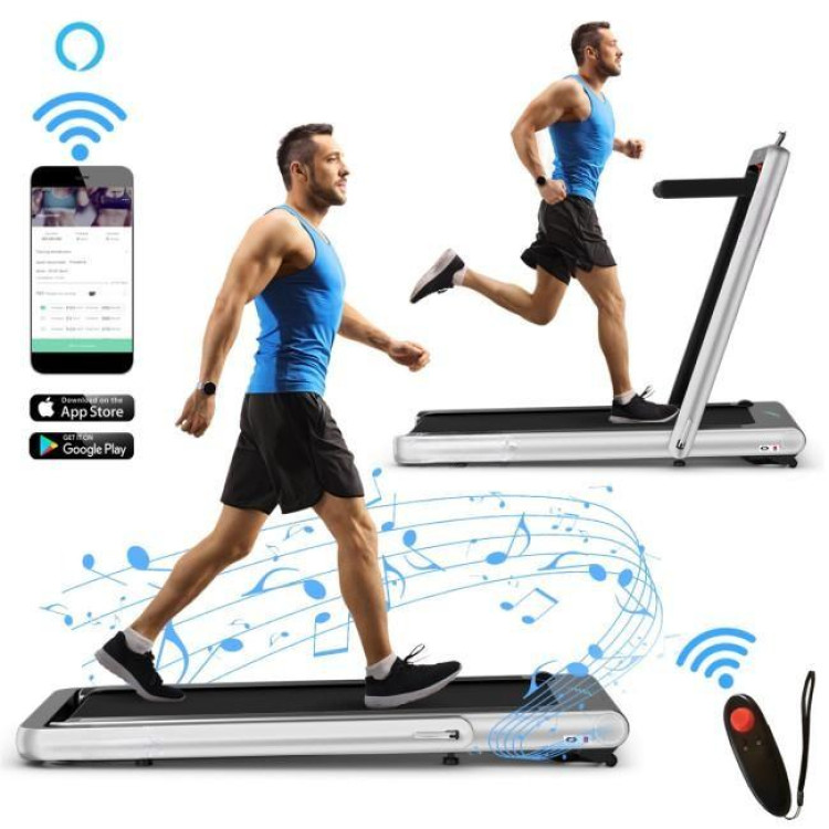 4.75HP 2 In 1 Folding Treadmill with Remote APP Control-SilverCostway Gallery View 9 of 13