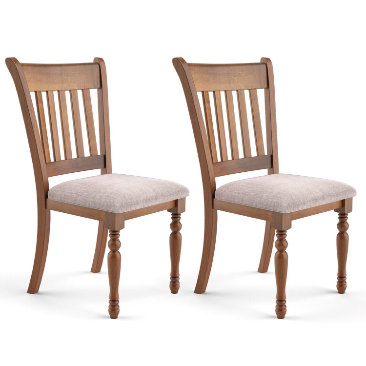 2 Pieces Vintage Wooden Upholstered Dining Chair Set with Padded CushionCostway Gallery View 1 of 11