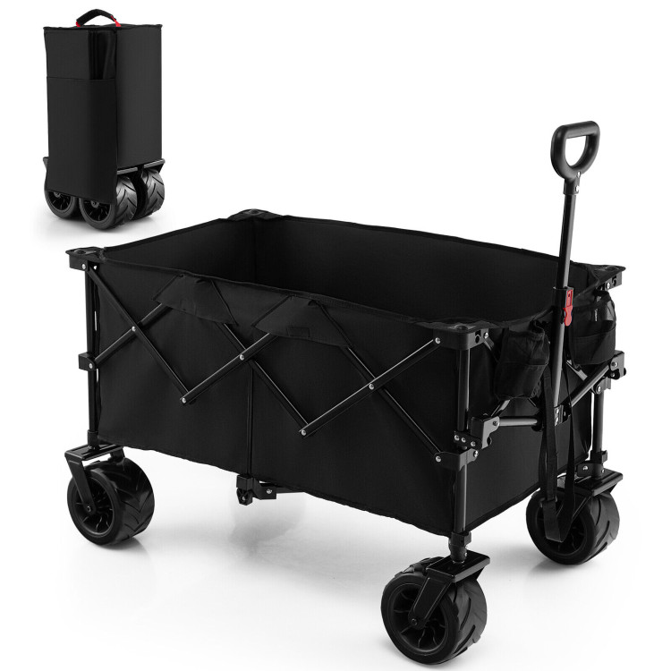 Folding Utility Garden Cart with Wide Wheels and Adjustable Handle-BlackCostway Gallery View 7 of 10