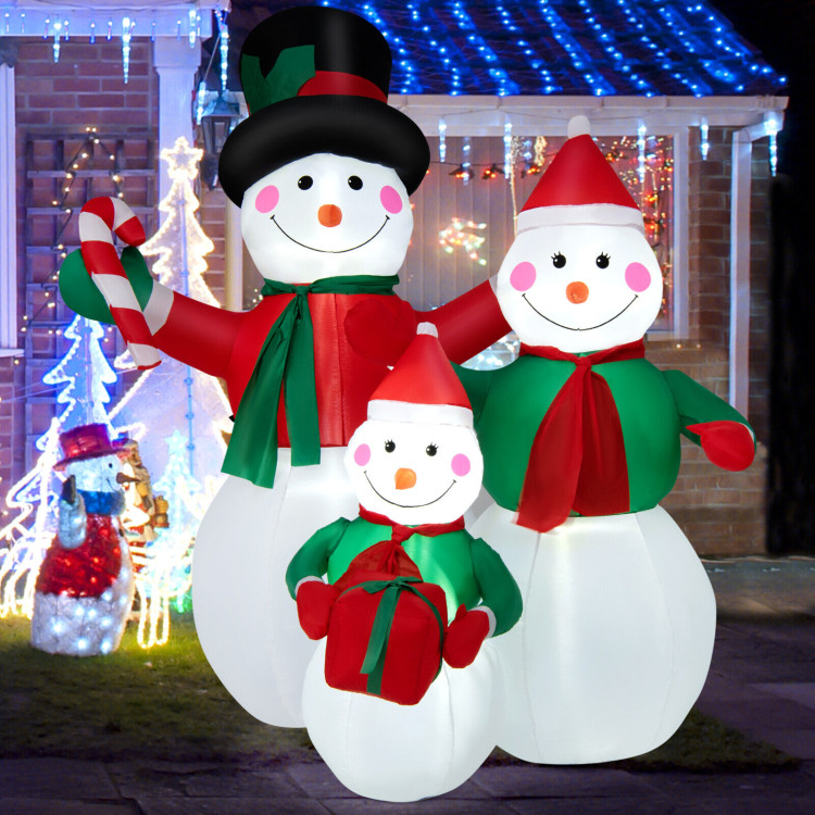 Inflatable Christmas Snowman Family Decoration with LED LightsCostway Gallery View 6 of 10