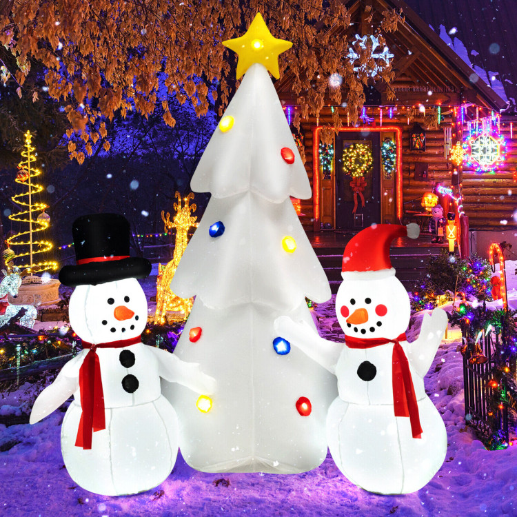 Inflatable Christmas Double Snowmen Decoration with Built-in Rotating LED LightsCostway Gallery View 7 of 10