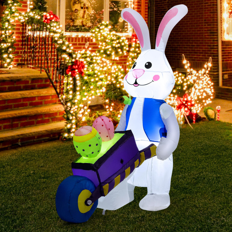 Inflatable Easter Rabbit Decoration with Pushing CartCostway Gallery View 2 of 10