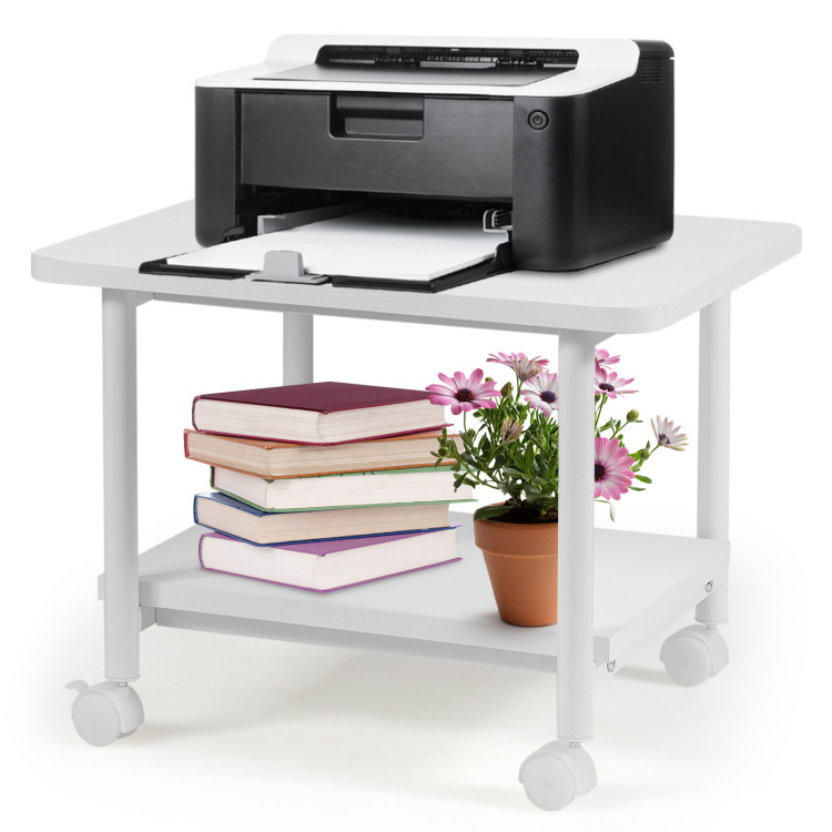 Under Desk Printer Stand with 360° Swivel Casters-WhiteCostway Gallery View 3 of 9
