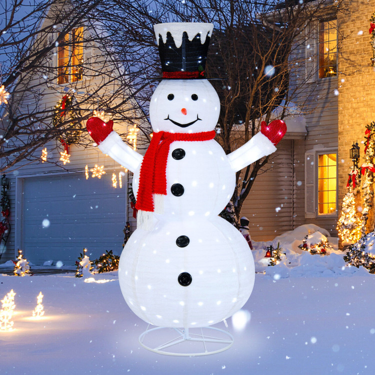 6 Feet Lighted Snowman with Top Hat and Red Scarf-WhiteCostway Gallery View 7 of 12