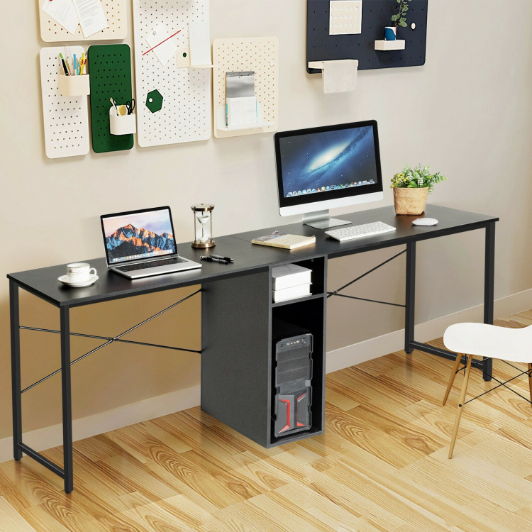 79 Inches Multifunctional Office Desk for 2 Person with Storage-BlackCostway Gallery View 1 of 11