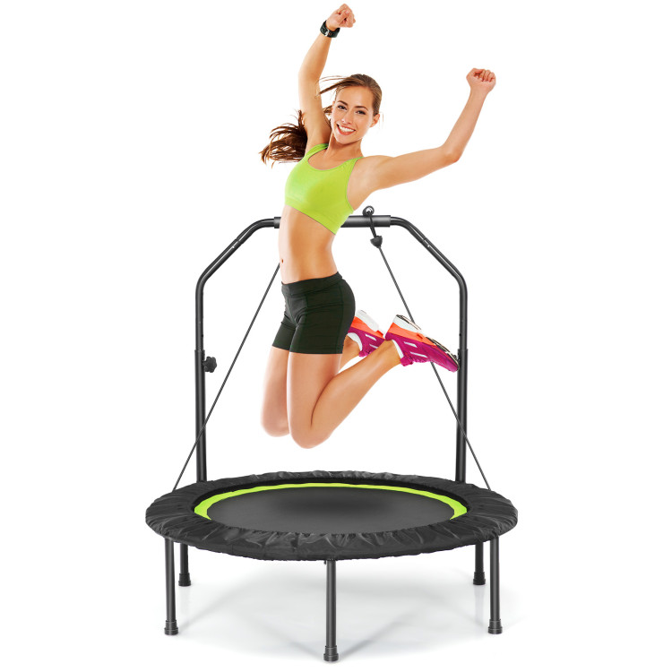 40 Inch Foldable Fitness Rebounder with Resistance Bands Adjustable Home -  Costway
