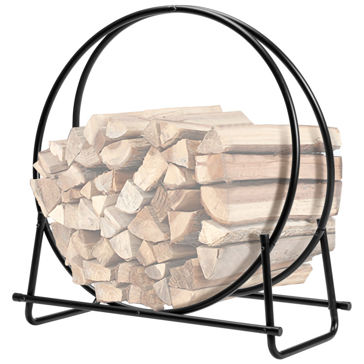 30-Inch Tubular Steel Log Hoop Firewood Storage RackCostway Gallery View 7 of 10