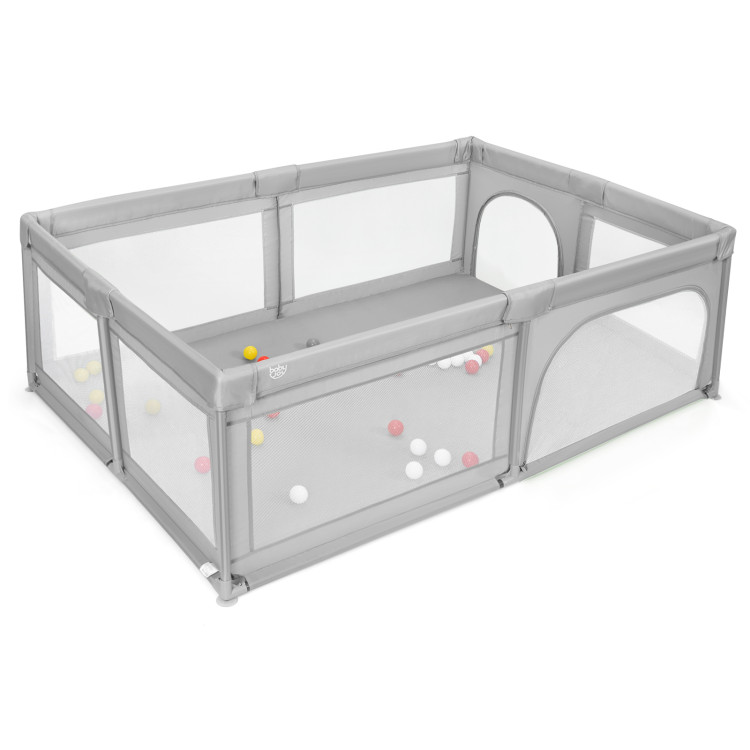Large Baby Playpen Safety Kids Activity Center with 50 Ocean Balls-GrayCostway Gallery View 1 of 11