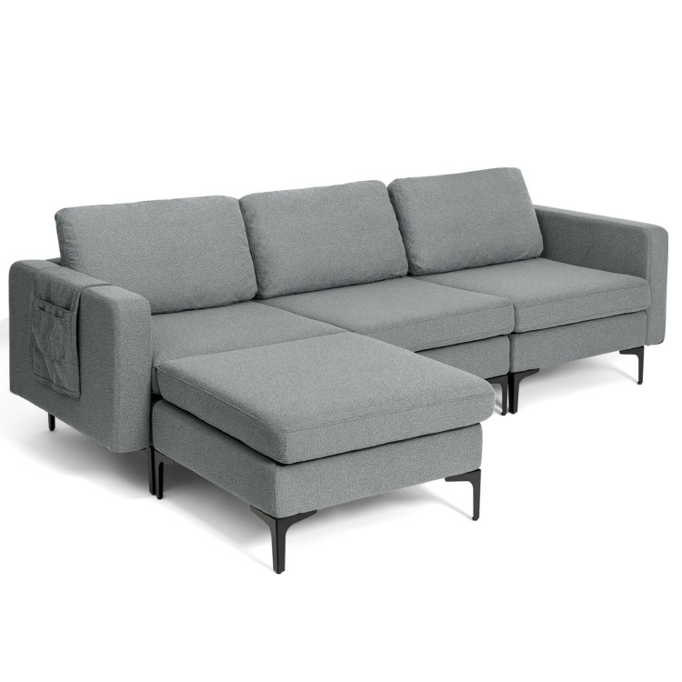 1/2/3/4-Seat Convertible Sectional Sofa with Reversible Ottoman-3-Seat L-shapedCostway Gallery View 1 of 17