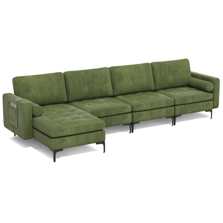 Modular 2-seat/3-Seat/4-Seat L-shaped Sectional Sofa Couch with Reversible Chaise and Socket USB Ports-4-Seat L-shapedCostway Gallery View 1 of 10