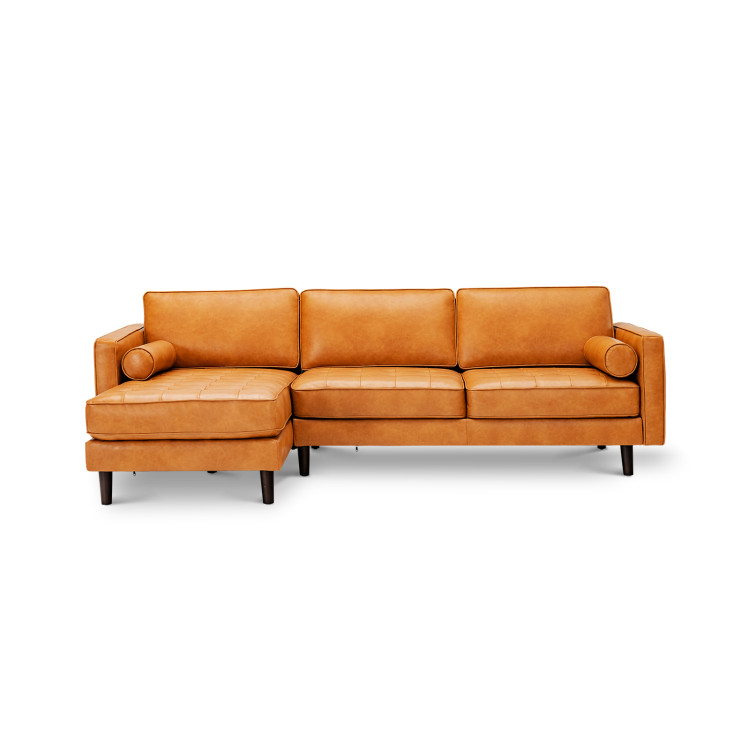 3-Seat L-Shaped Sectional Sofa Couch for Living Room-BrownCostway Gallery View 5 of 13